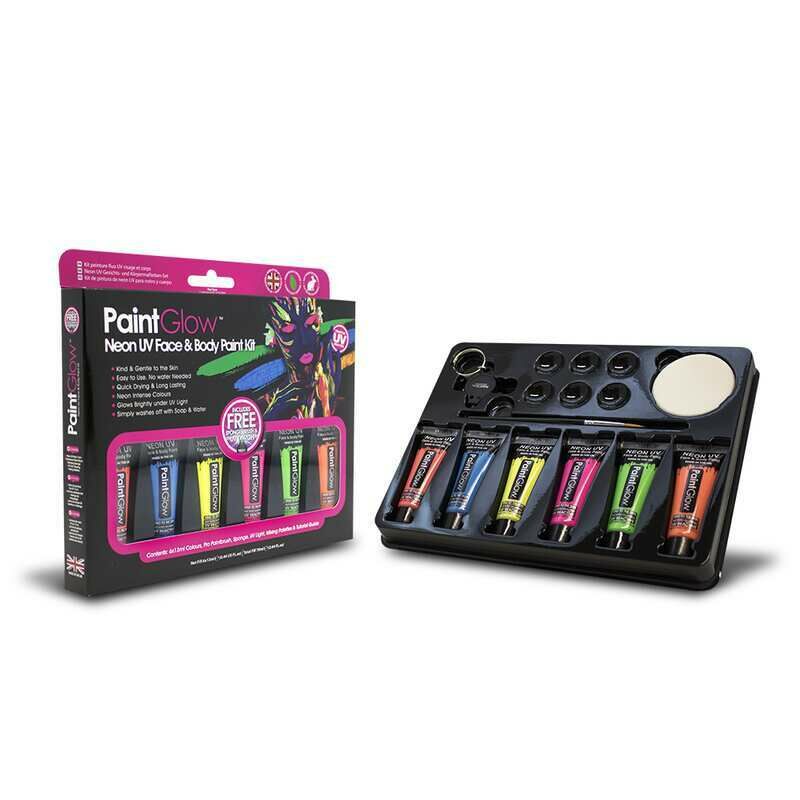 was bedeutet, dass Du den perfekten UV-Look kreieren kannst und am nächsten Tag noch respektabel aussiehst. Ebenfalls inklusive kostenloser UV-Taschenlampe! Inhalt: 6x 13ml Neon UV Gesichts- und Körperfarben 13 ml, professioneller Pinsel-Mischschwamm, UV-Licht Mischpalette und Tutorial-Anleitung ~  für 24.99 EUR bestellen