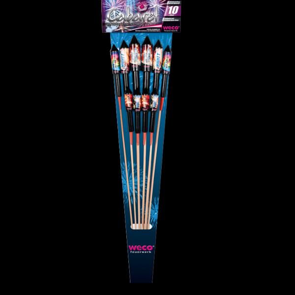 10-teiliges Raketen-Sortiment 10-teilig, 5-fach sortiert. Mit prächtigen Mutlicolour-Effekten, smaragdgrünen und brillantroten Leuchtbuketts tollen Silberflimmer-Wolken ~  für 14.99 EUR bestellen