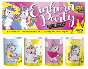 Einhorn Party, 4 Tischbomben online bestellen